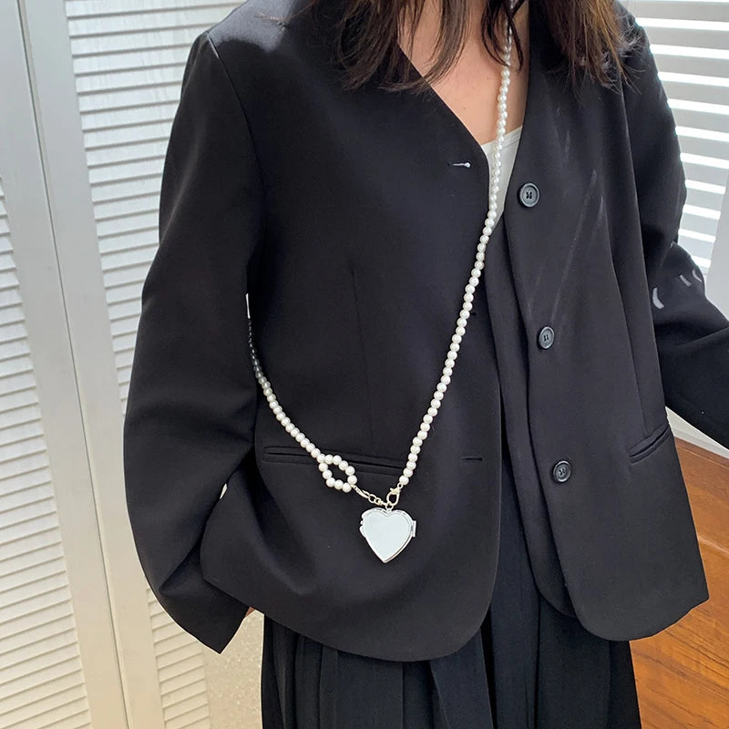 2024 Fashion Heart shaped Pendant Decorative Bags for Women Cute Mirror Chain Crossbody Bag Designer Dinner Bag