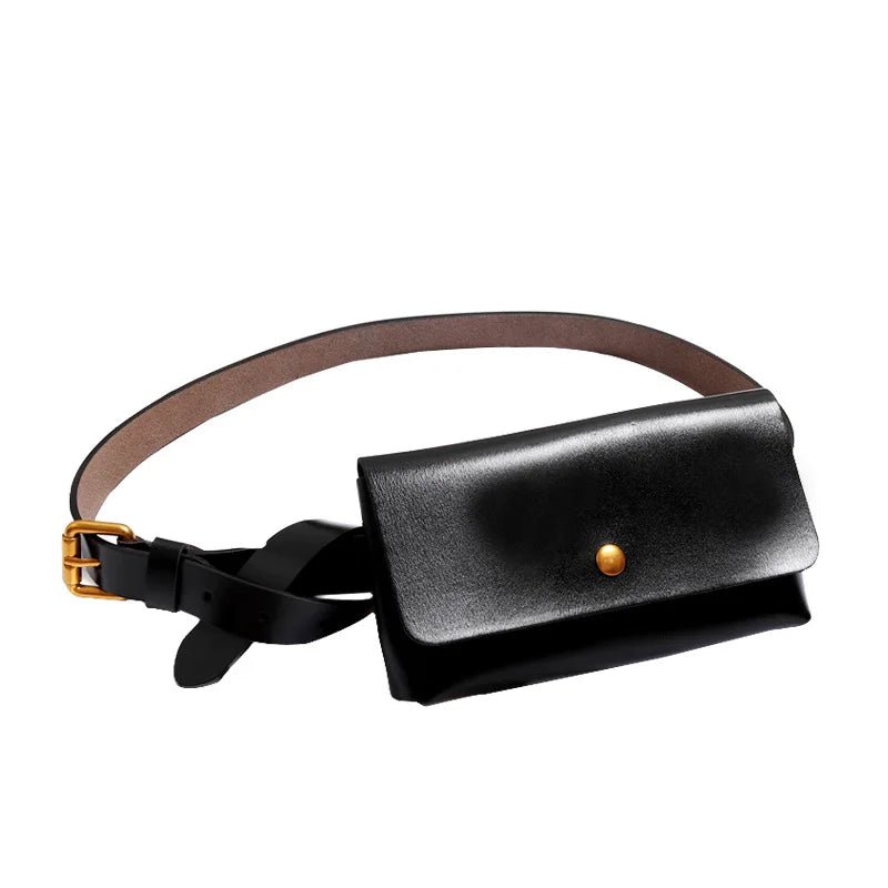 New Brand Genuine Leather Waist Bags for Women Luxury Summer Chest Bag Cute Purse Belt Bag Designer minimalist casual belt