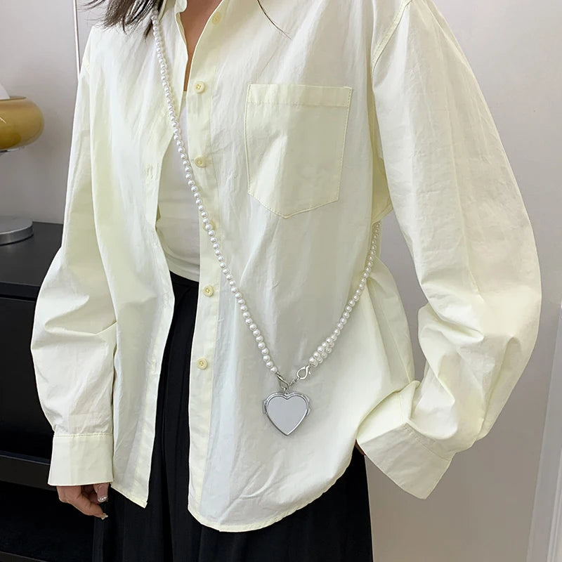 2024 Fashion Heart shaped Pendant Decorative Bags for Women Cute Mirror Chain Crossbody Bag Designer Dinner Bag