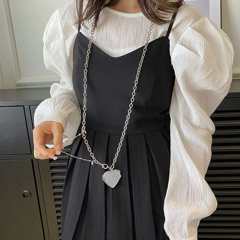 2024 Fashion Heart shaped Pendant Decorative Bags for Women Cute Mirror Chain Crossbody Bag Designer Dinner Bag