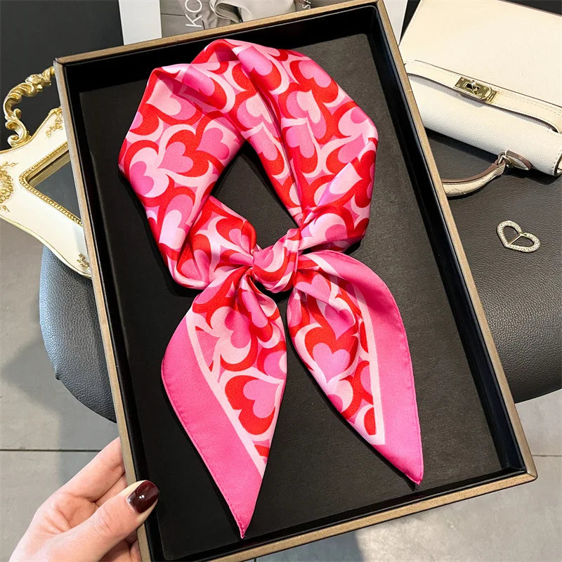 2025 Luxury Horse Print Female Silk Neck Scarf Square Hair Scarves Foulard Head Band Shawls Wraps Neckerchief Bandana Women