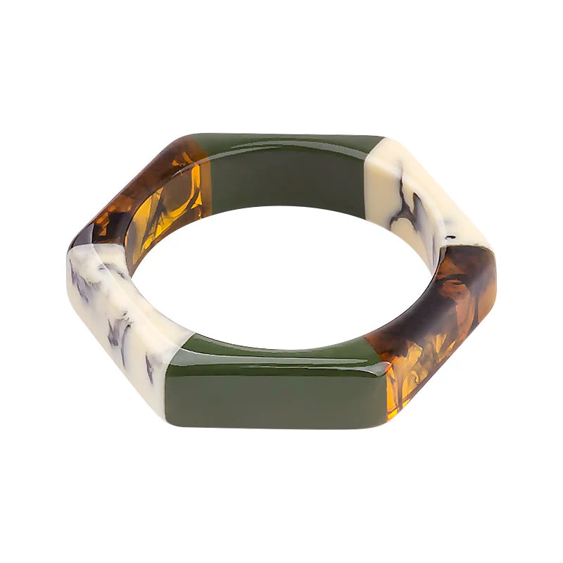 Trendy Acrylic Fashion Cuff Bracelets Bangles for Women Mix Colors Hexagon Geometric Resin Simple Bracelet Charm Gifts Jewelry