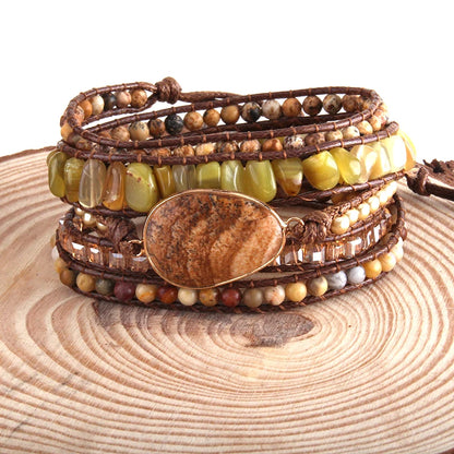 Fashion Bohemian Jewelry Boho Bracelet Mixed Natural Stones And Charm Handma Wrap Bracelets Gift