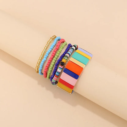 Trendy Acrylic Bohemian Bracelets Set for Women Men Multi-layer Seed Beads Chain Bracelet Bangles Charm Ladies Fashion Jewellery