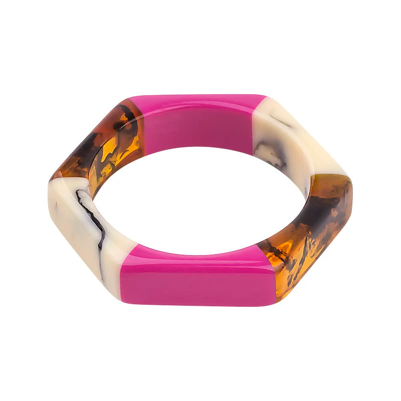 Trendy Acrylic Fashion Cuff Bracelets Bangles for Women Mix Colors Hexagon Geometric Resin Simple Bracelet Charm Gifts Jewelry