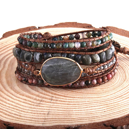 Fashion Bohemian Jewelry Boho Bracelet Mixed Natural Stones And Charm Handma Wrap Bracelets Gift