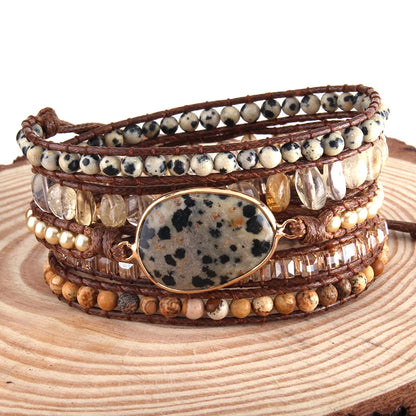 Fashion Bohemian Jewelry Boho Bracelet Mixed Natural Stones And Charm Handma Wrap Bracelets Gift