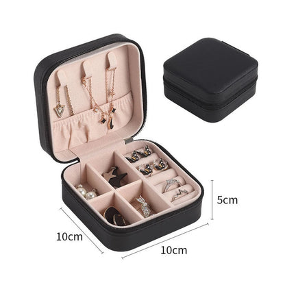Portable Jewelry Box Jewelry Organizer Display Travel Jewelry Case Boxes Button Leather Storage Zipper Jewelers Joyero