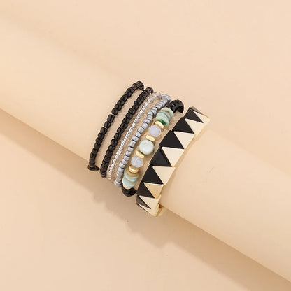 Trendy Acrylic Bohemian Bracelets Set for Women Men Multi-layer Seed Beads Chain Bracelet Bangles Charm Ladies Fashion Jewellery