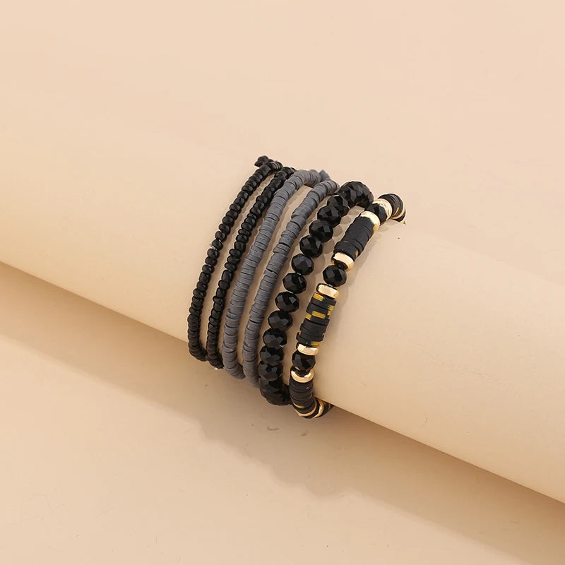 Trendy Acrylic Bohemian Bracelets Set for Women Men Multi-layer Seed Beads Chain Bracelet Bangles Charm Ladies Fashion Jewellery