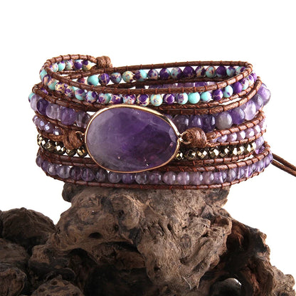 Fashion Bohemian Jewelry Boho Bracelet Mixed Natural Stones And Charm Handma Wrap Bracelets Gift