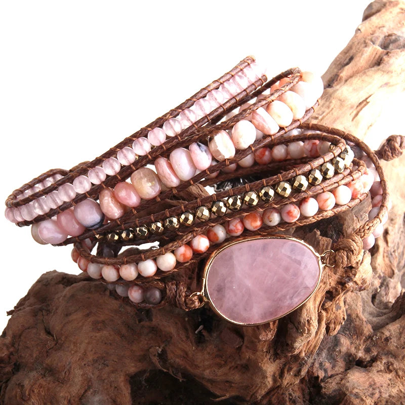 Fashion Bohemian Jewelry Boho Bracelet Mixed Natural Stones And Charm Handma Wrap Bracelets Gift