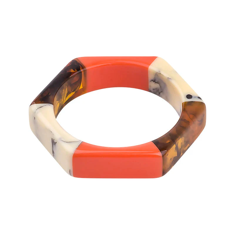 Trendy Acrylic Fashion Cuff Bracelets Bangles for Women Mix Colors Hexagon Geometric Resin Simple Bracelet Charm Gifts Jewelry