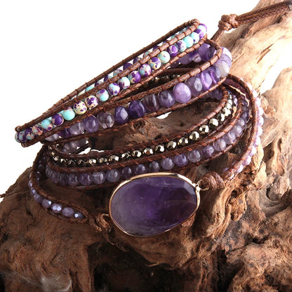 Fashion Bohemian Jewelry Boho Bracelet Mixed Natural Stones And Charm Handma Wrap Bracelets Gift