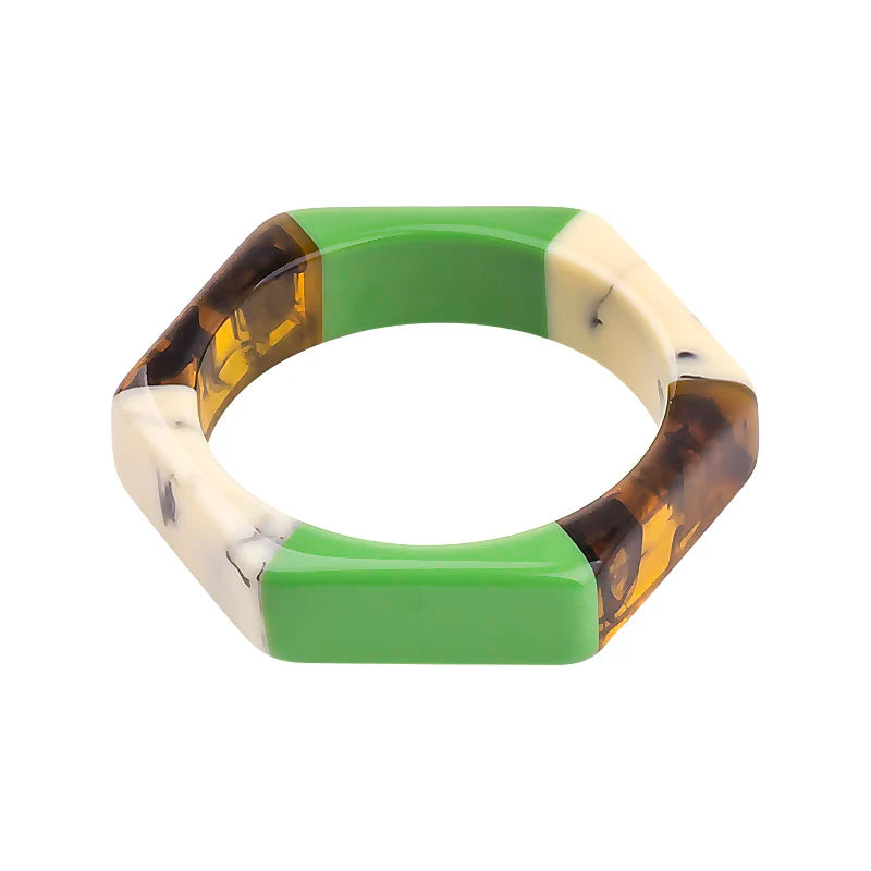 Trendy Acrylic Fashion Cuff Bracelets Bangles for Women Mix Colors Hexagon Geometric Resin Simple Bracelet Charm Gifts Jewelry