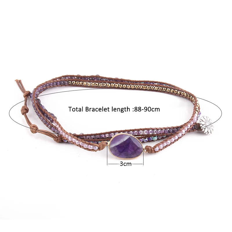 Fashion Bohemian Jewelry Boho Bracelet Mixed Natural Stones And Charm Handma Wrap Bracelets Gift