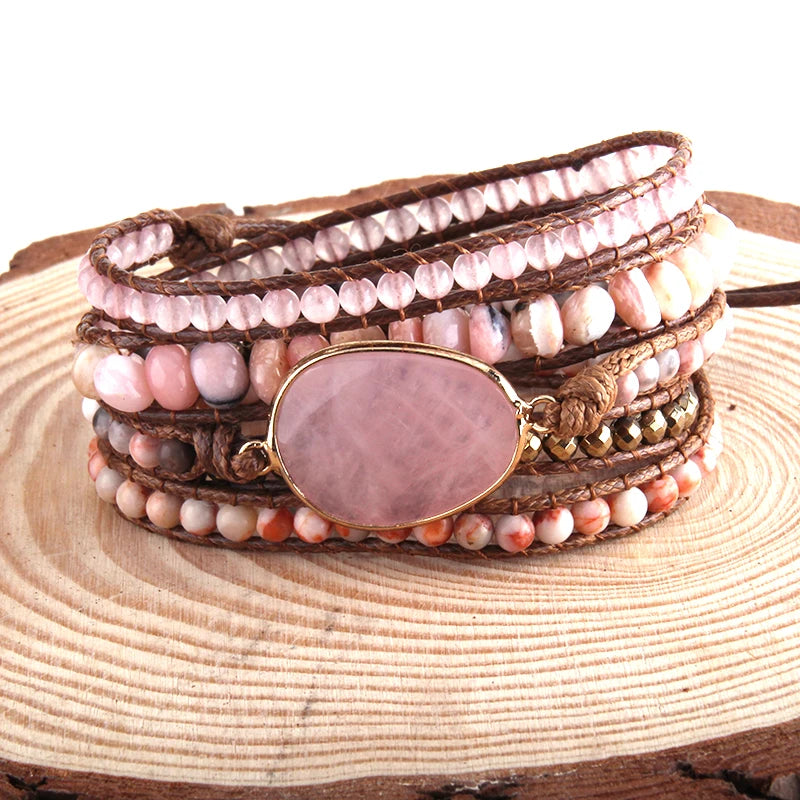 Fashion Bohemian Jewelry Boho Bracelet Mixed Natural Stones And Charm Handma Wrap Bracelets Gift