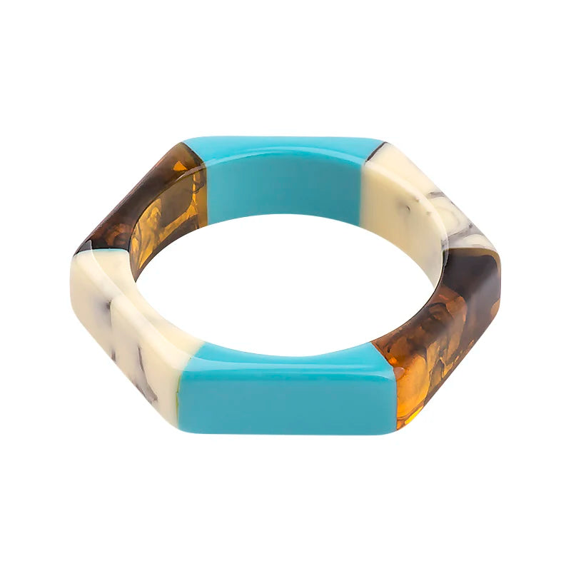 Trendy Acrylic Fashion Cuff Bracelets Bangles for Women Mix Colors Hexagon Geometric Resin Simple Bracelet Charm Gifts Jewelry