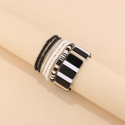 Trendy Acrylic Bohemian Bracelets Set for Women Men Multi-layer Seed Beads Chain Bracelet Bangles Charm Ladies Fashion Jewellery