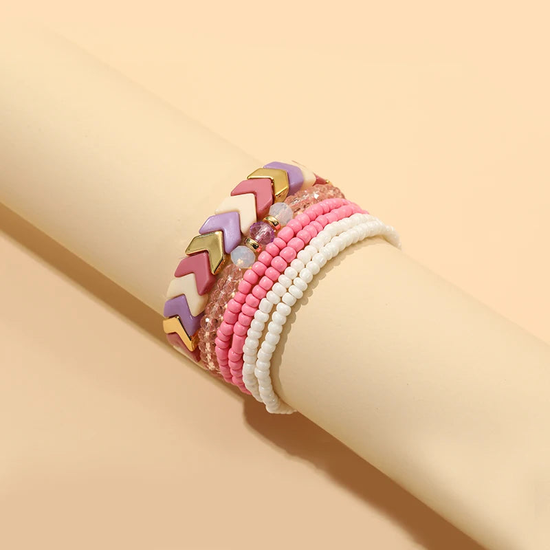 Trendy Acrylic Bohemian Bracelets Set for Women Men Multi-layer Seed Beads Chain Bracelet Bangles Charm Ladies Fashion Jewellery
