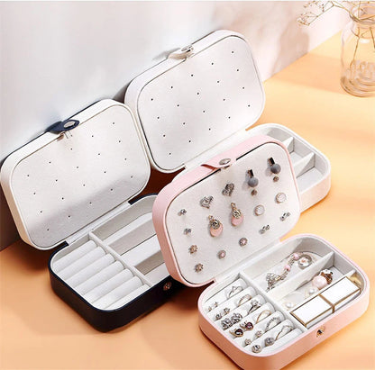 Portable Jewelry Box Jewelry Organizer Display Travel Jewelry Case Boxes Button Leather Storage Zipper Jewelers Joyero