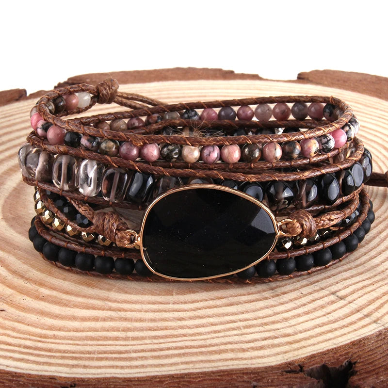 Fashion Bohemian Jewelry Boho Bracelet Mixed Natural Stones And Charm Handma Wrap Bracelets Gift