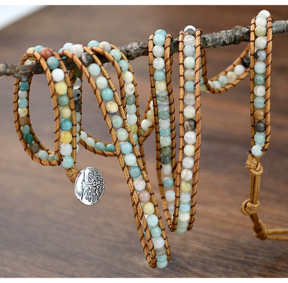 Original Braided Winding Long Natural Stone Bracelet