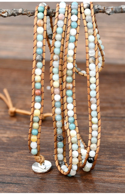 Original Braided Winding Long Natural Stone Bracelet