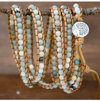 Original Braided Winding Long Natural Stone Bracelet