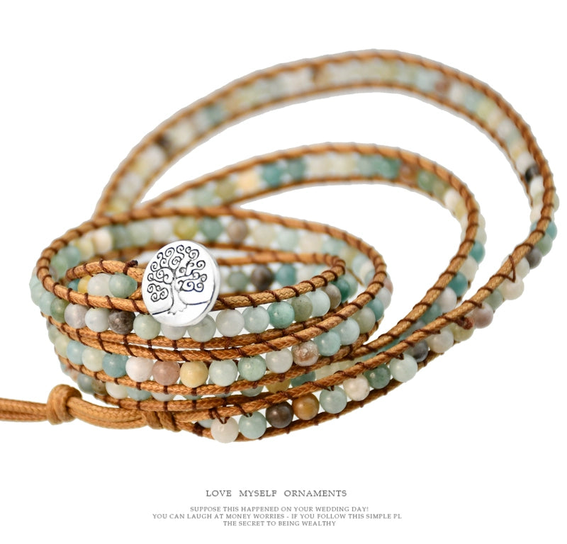 Original Braided Winding Long Natural Stone Bracelet