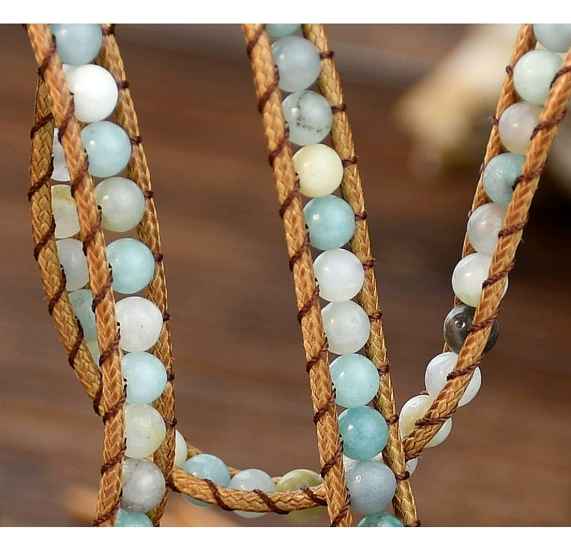 Original Braided Winding Long Natural Stone Bracelet