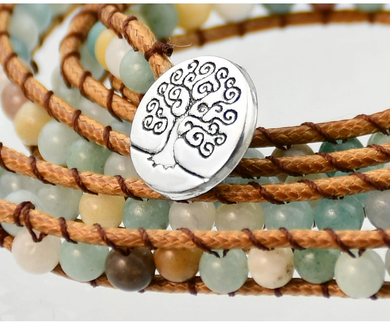 Original Braided Winding Long Natural Stone Bracelet