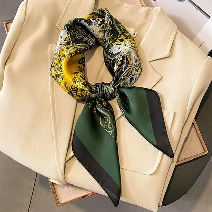 2025 Luxury Horse Print Female Silk Neck Scarf Square Hair Scarves Foulard Head Band Shawls Wraps Neckerchief Bandana Women