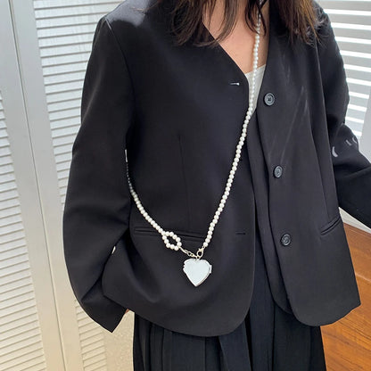 2024 Fashion Heart shaped Pendant Decorative Bags for Women Cute Mirror Chain Crossbody Bag Designer Dinner Bag