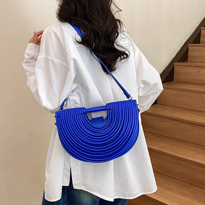 Handbags for Women 2025 New Gold Luxury Designer Brand Handwoven Noodle Bags Rope Knotted Pulled Half Moon Silver Evening Clutch