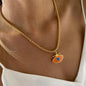 Spring 2024 Creative Design Orange Series Jewelry Natural Stone Silicone Bead Short Necklace Women Girls Banquet Holiday Jewelry