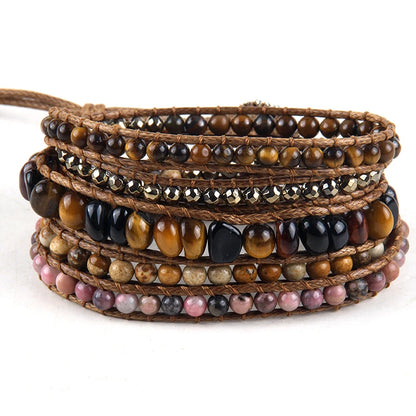 Fashion Bohemian Jewelry Natural Stones Designer 5 Strands Mix Handmade Wrap Bracelets Festival Gift
