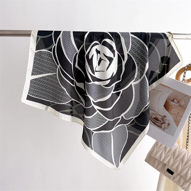 2025 Luxury Horse Print Female Silk Neck Scarf Square Hair Scarves Foulard Head Band Shawls Wraps Neckerchief Bandana Women