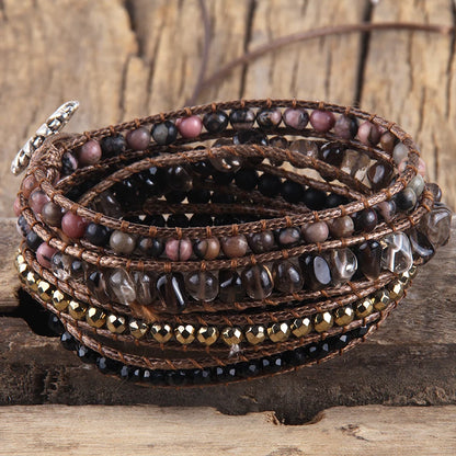 Fashion Bohemian Jewelry Natural Stones Designer 5 Strands Mix Handmade Wrap Bracelets Festival Gift