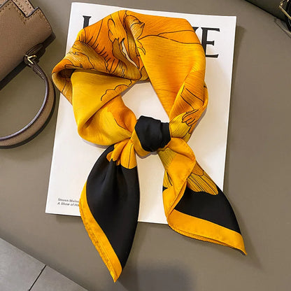 2025 Luxury Horse Print Female Silk Neck Scarf Square Hair Scarves Foulard Head Band Shawls Wraps Neckerchief Bandana Women
