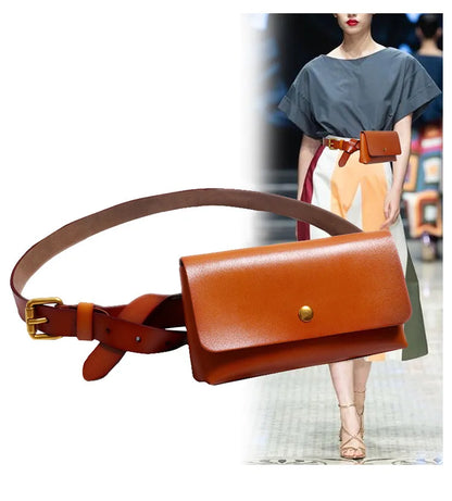 New Brand Genuine Leather Waist Bags for Women Luxury Summer Chest Bag Cute Purse Belt Bag Designer minimalist casual belt