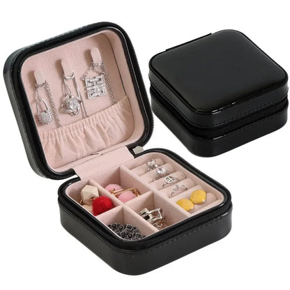 Portable Jewelry Box Jewelry Organizer Display Travel Jewelry Case Boxes Button Leather Storage Zipper Jewelers Joyero