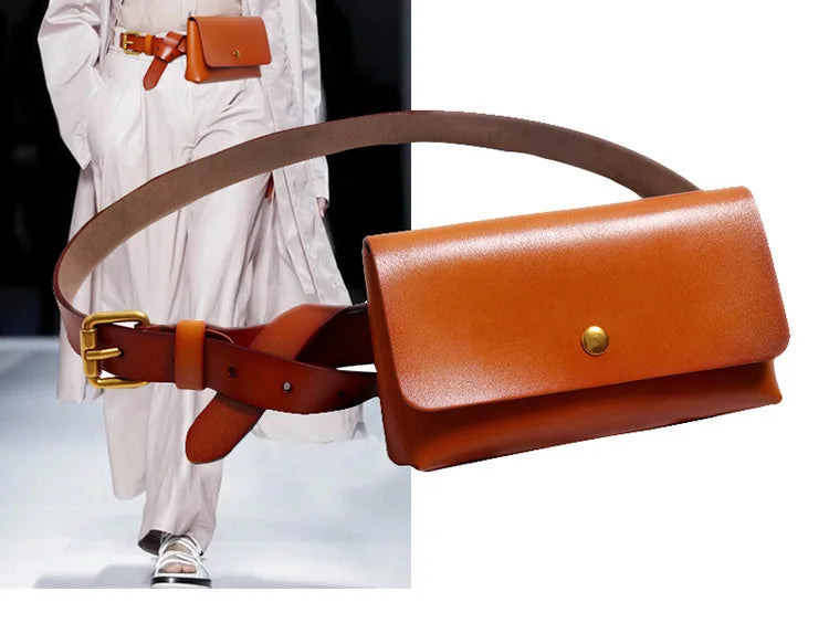 New Brand Genuine Leather Waist Bags for Women Luxury Summer Chest Bag Cute Purse Belt Bag Designer minimalist casual belt