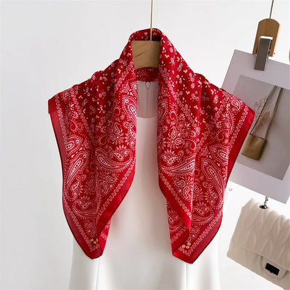 2025 Luxury Horse Print Female Silk Neck Scarf Square Hair Scarves Foulard Head Band Shawls Wraps Neckerchief Bandana Women