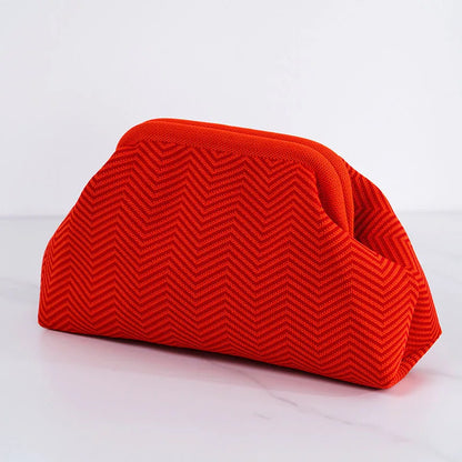 Summer Beach Clutch Bag for Women Woven Crochet Handbags Purses Knitting Dumpling Clutch Ruched Cute Cloud Casual Colorblock Bag
