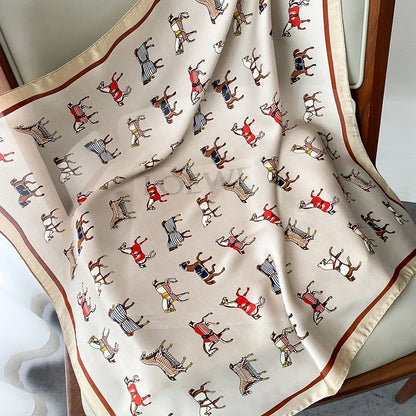 2025 Luxury Horse Print Female Silk Neck Scarf Square Hair Scarves Foulard Head Band Shawls Wraps Neckerchief Bandana Women