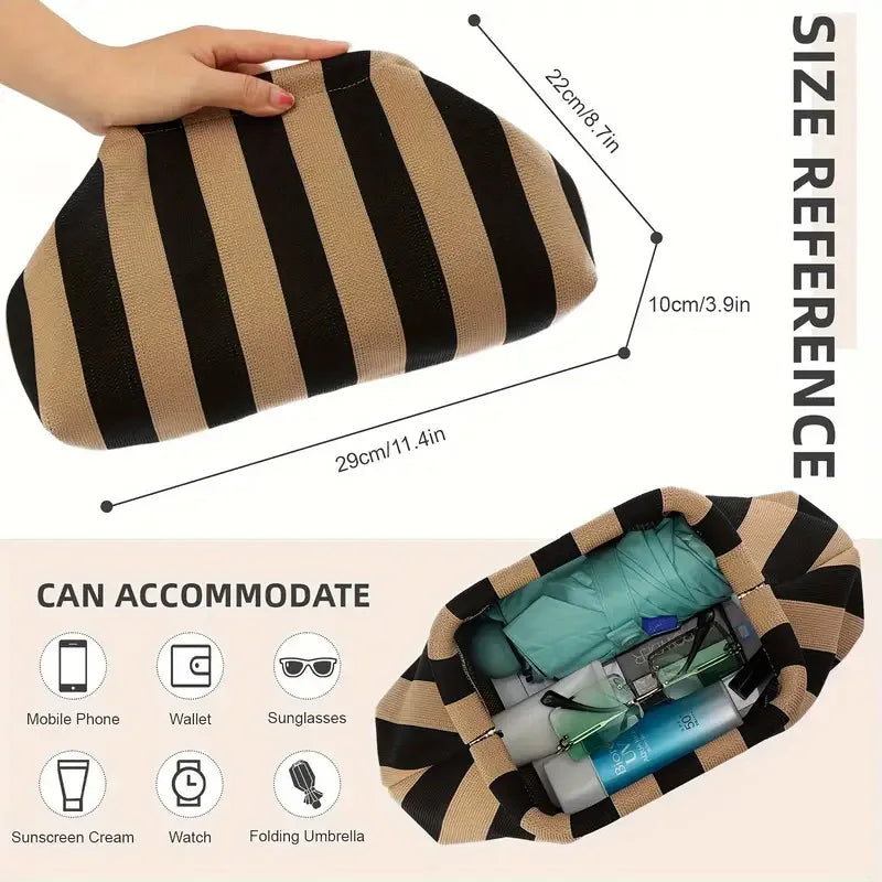 Summer Beach Clutch Bag for Women Woven Crochet Handbags Purses Knitting Dumpling Clutch Ruched Cute Cloud Casual Colorblock Bag