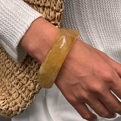 Ingemark Exaggerated Resin Geometric Chunky Bangles for Women on Hand Punk Hip Hop Wide Arm Bracelets Aesthetic Y2K Jewelry Gift