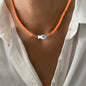 Spring 2024 Creative Design Orange Series Jewelry Natural Stone Silicone Bead Short Necklace Women Girls Banquet Holiday Jewelry