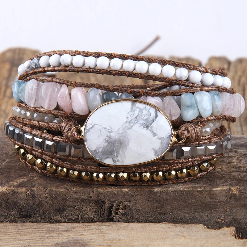 Fashion Bohemian Jewelry Boho Bracelet Mixed Natural Stones And Charm Handma Wrap Bracelets Gift